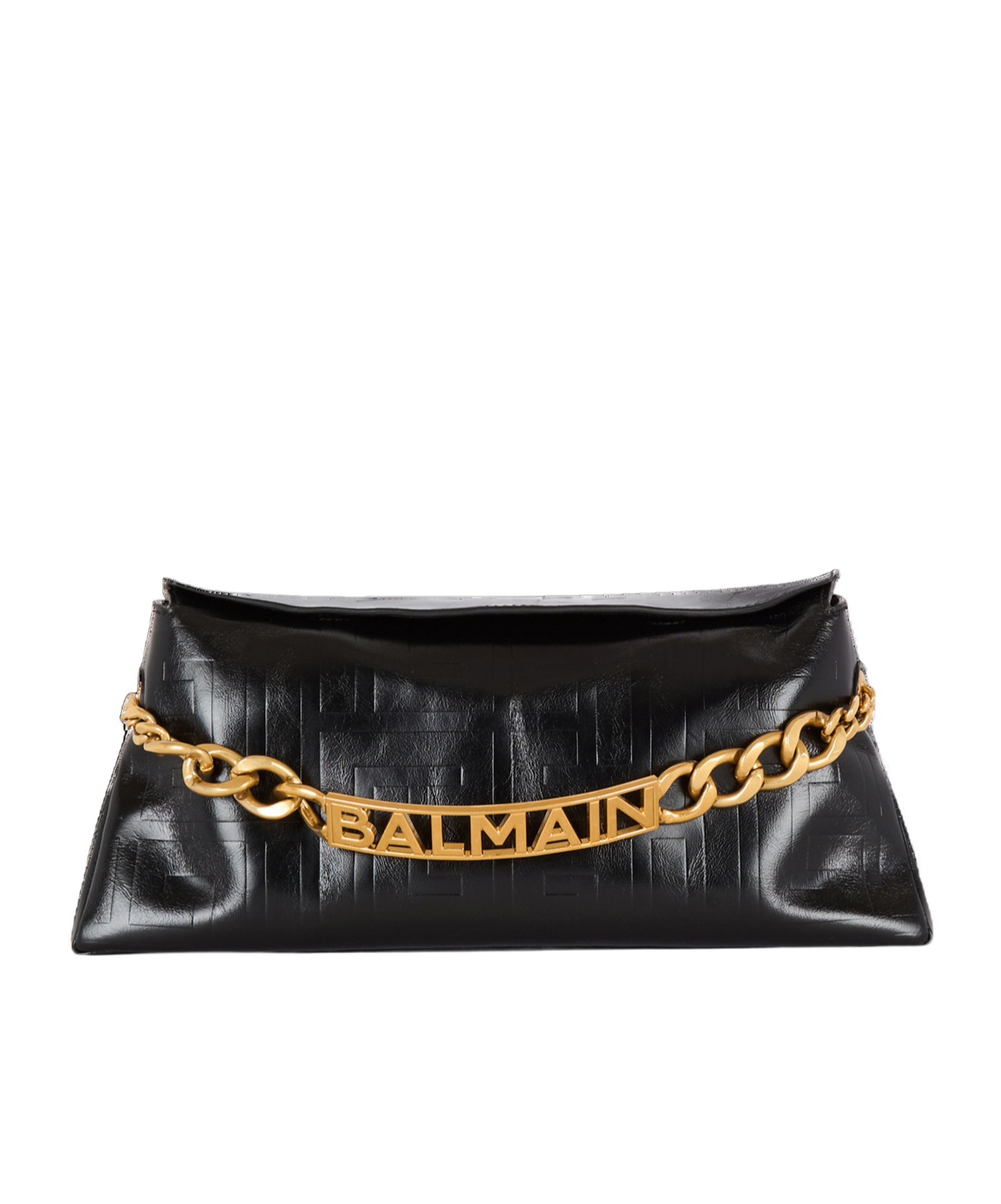 BALMAIN 1945 SOFT CLUTCH IN CRINKLED CALFSKIN LEATHER