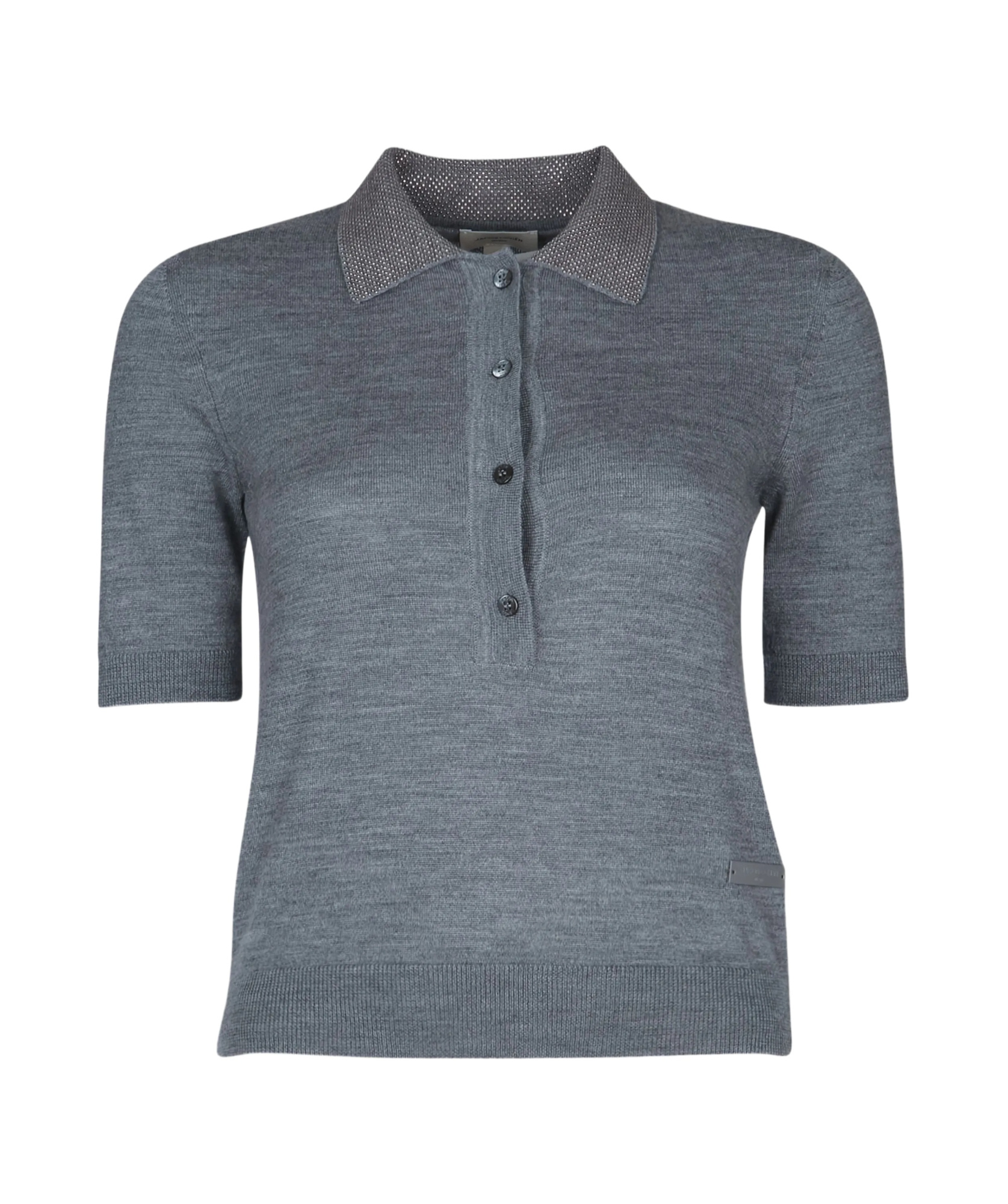 Jacob Cohen Studded Collar Short Sleeve Polo Shirt In Slate Gray