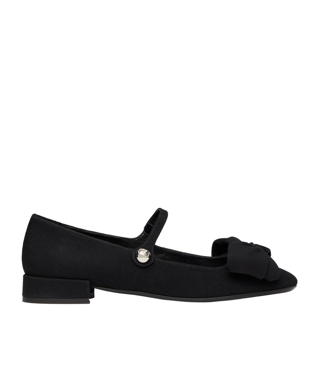 Valentino Satin Bow Mary Jane Ballerina Flats In Black