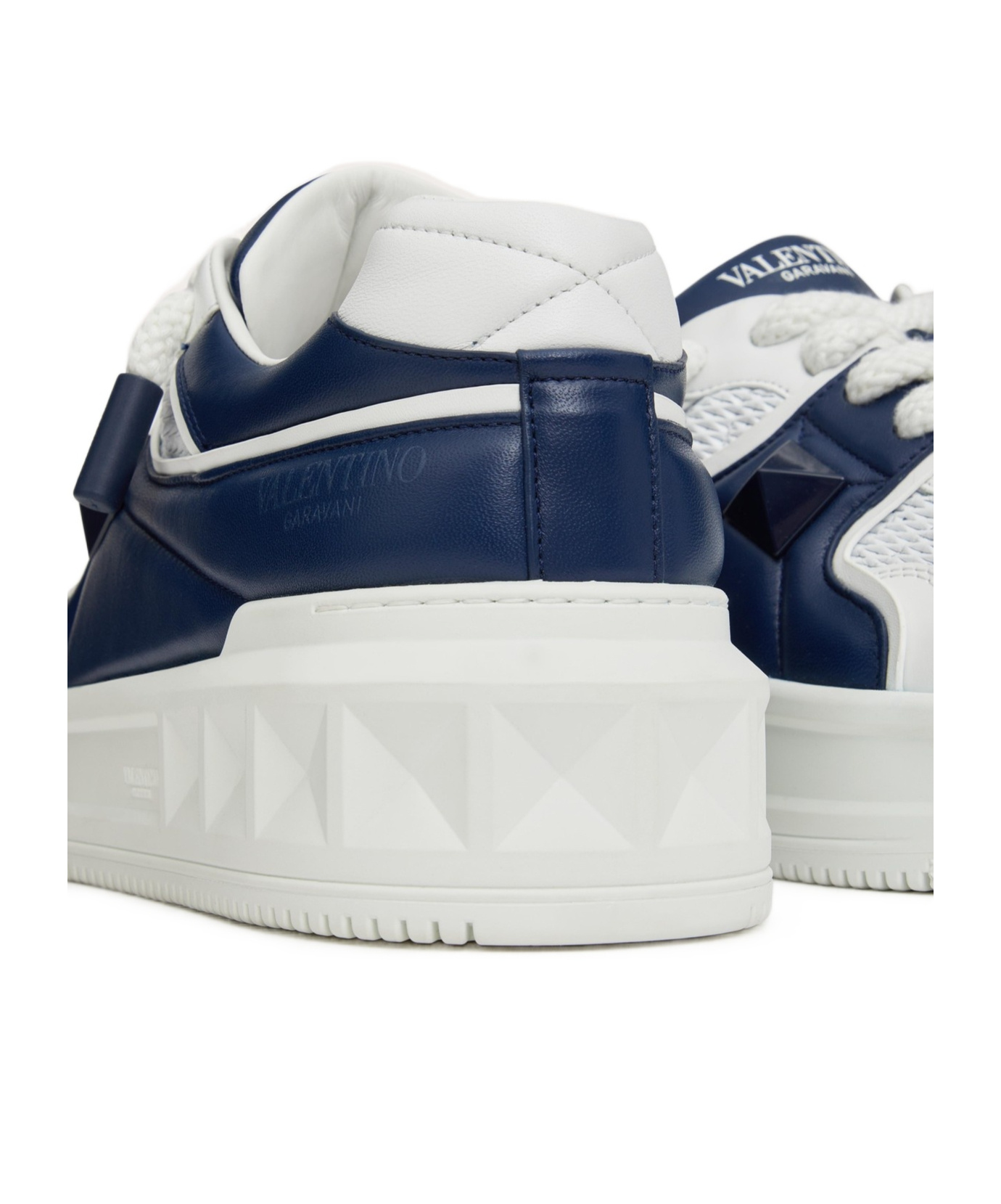 Valentino Two-tone Nappa Leather One Stud Sneakers In White