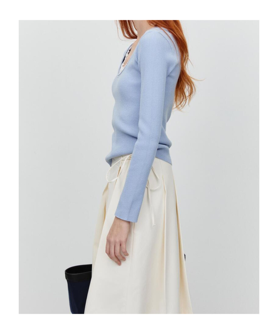 Dunst Ribboned Wide Pleats Skirt Ivory