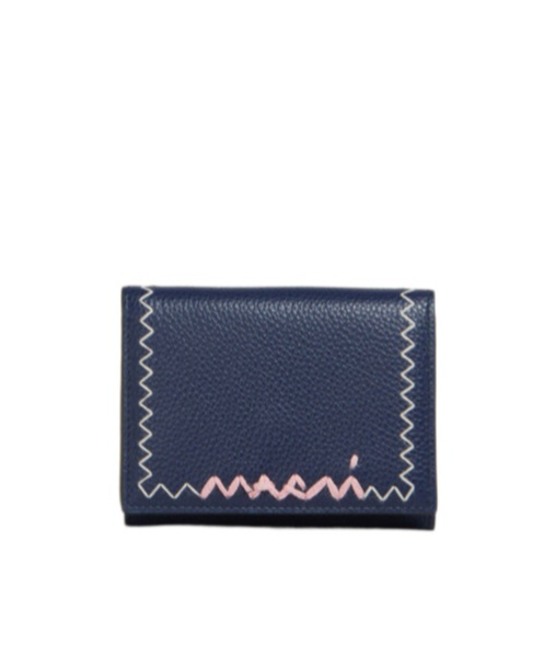 Marni Black Leather Trifold Wallet With Symbol Logo