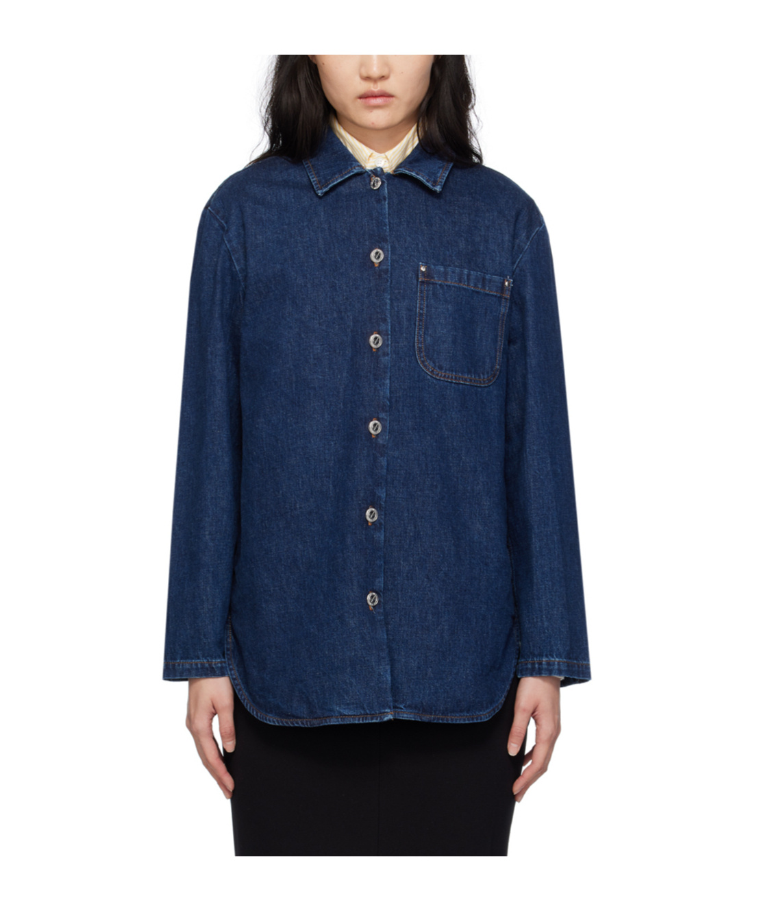 APC LAPEL LONG-SLEEVED DENIM COAT