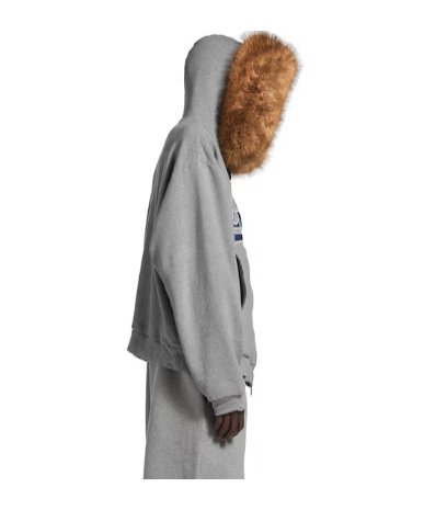 Balenciaga Men's Luxury Script Oversized Zip-up Hoodie In Dark Heather Grey In Gray