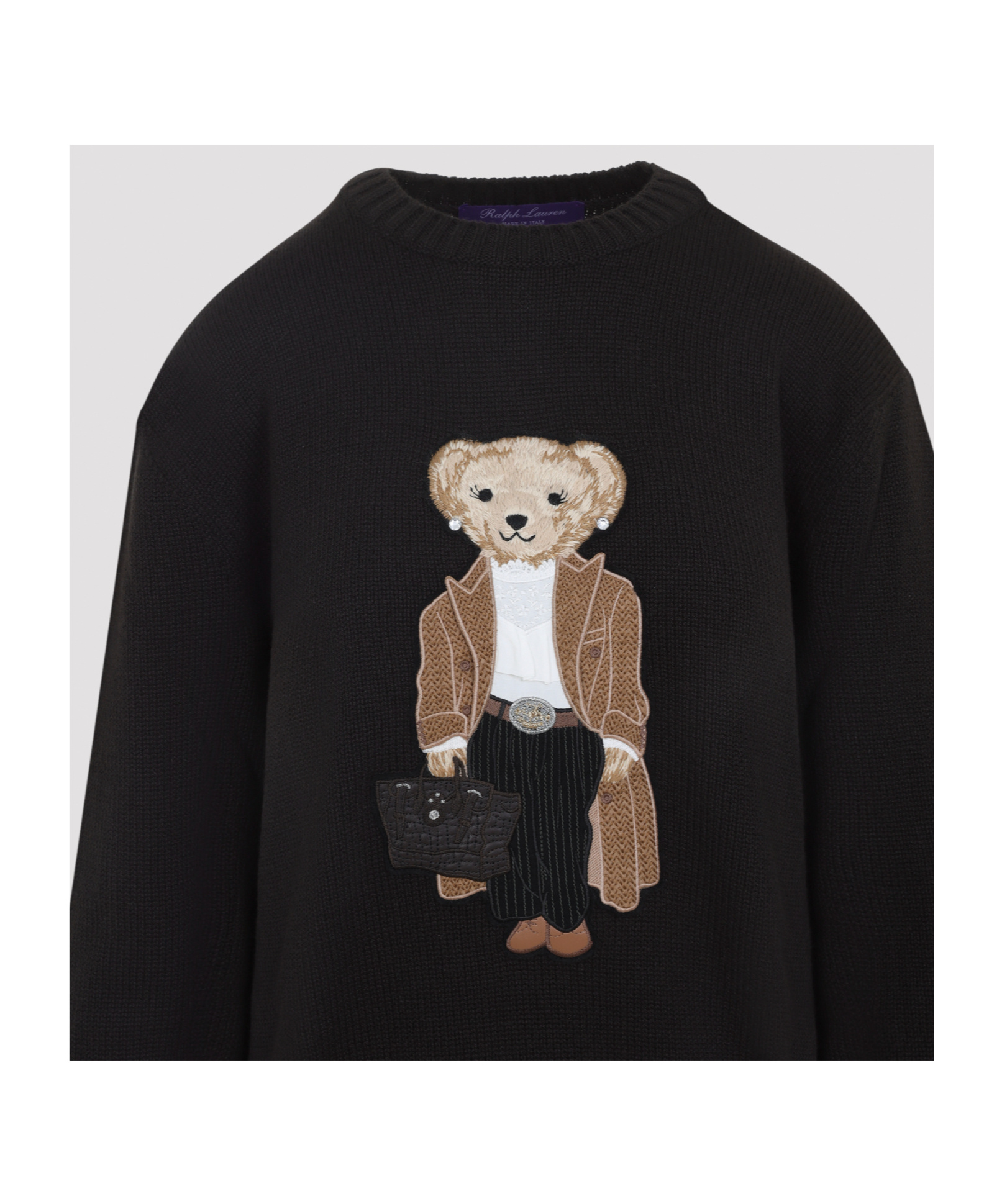 Ralph Lauren Crew Neck Embroidered Knitwear In Black