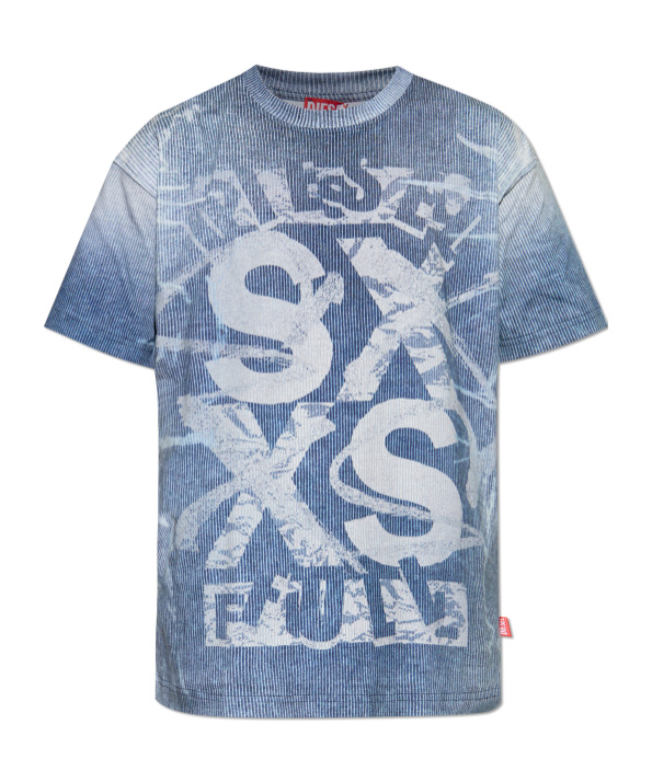 Diesel Ribbed Collar Crew Neck T-shirt In Blue