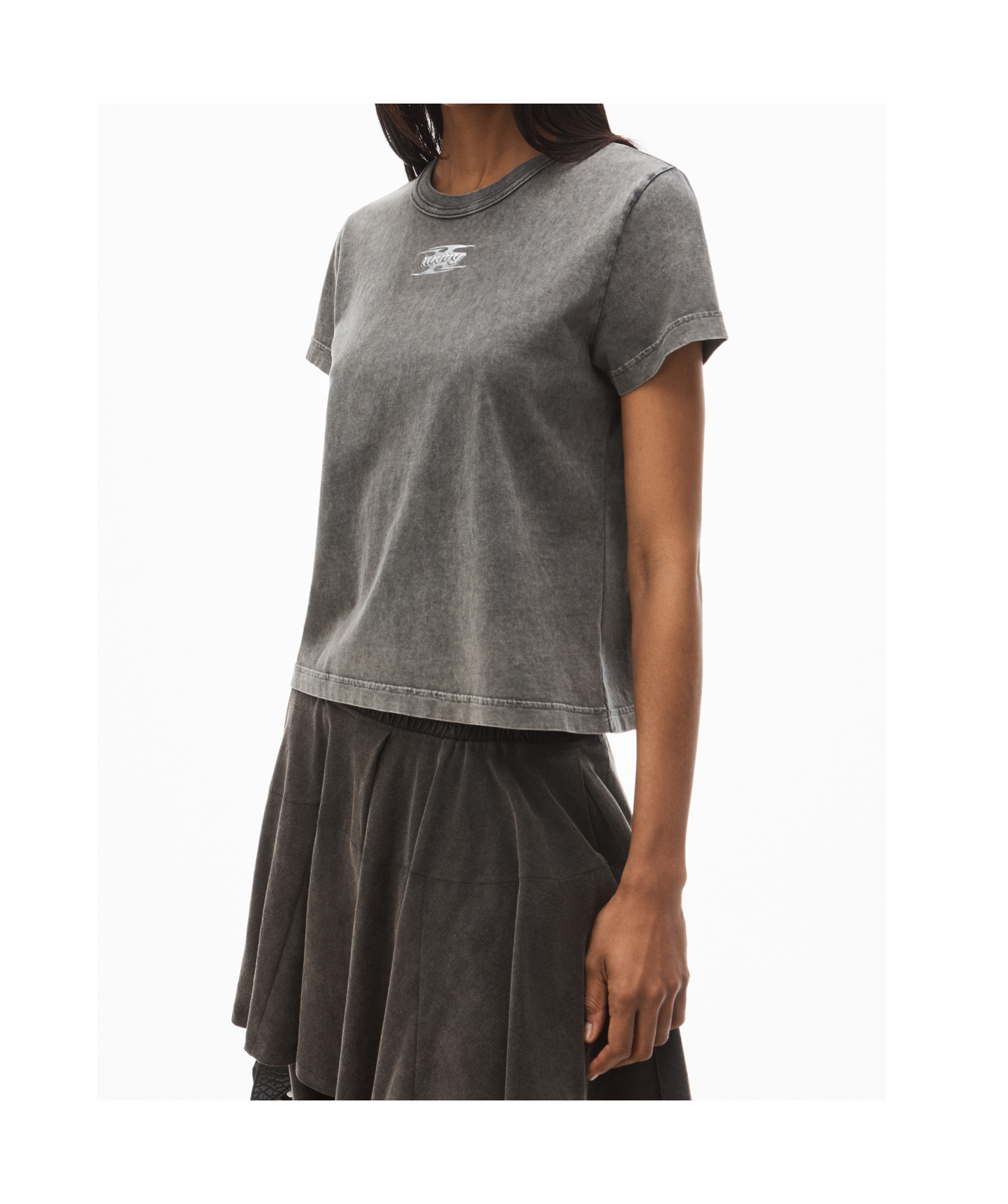 Alexander Wang Blade Logo-embossed Tee In Cotton In Black