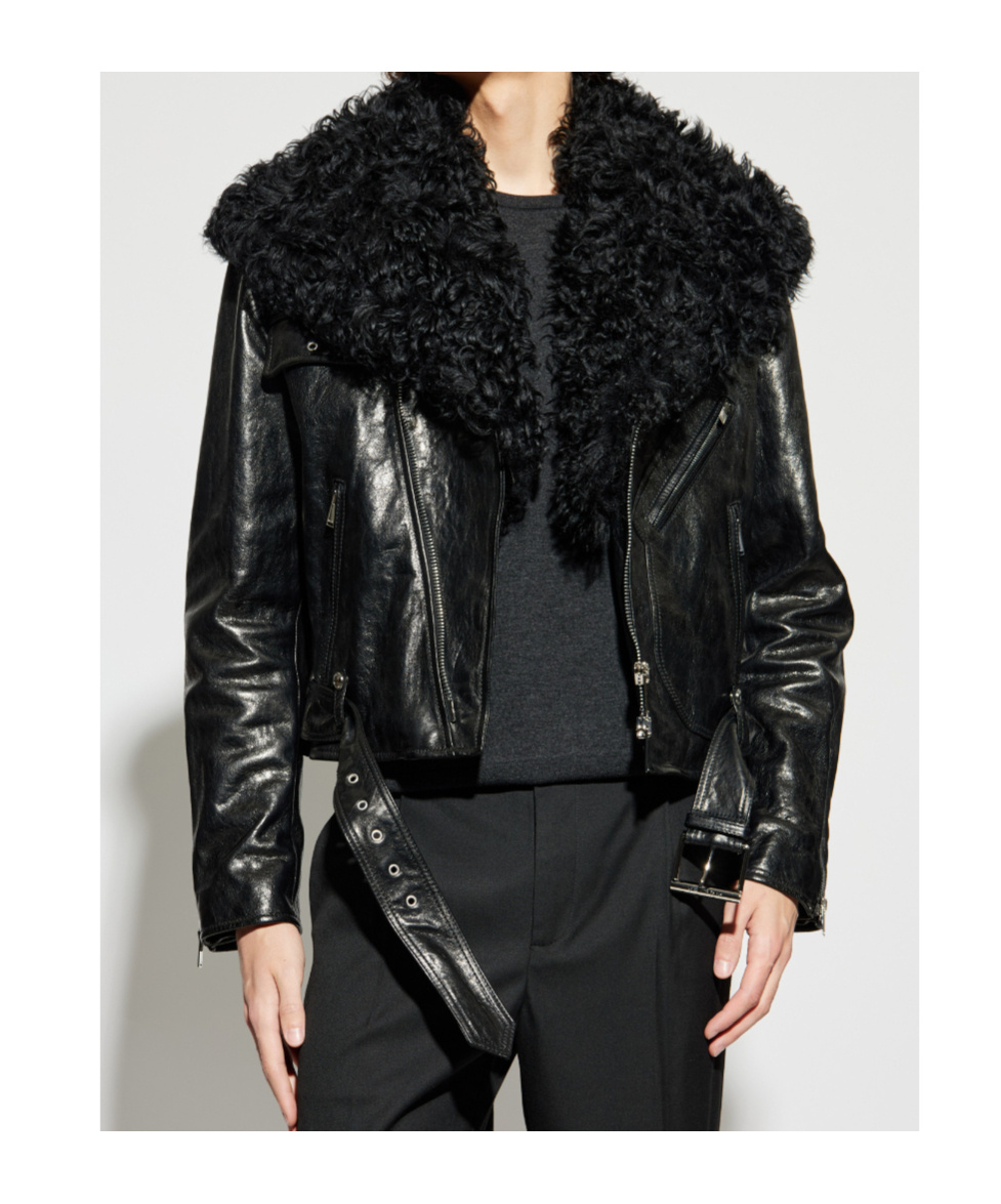 Alexander Mcqueen Long-sleeved Leather Jacket In Black