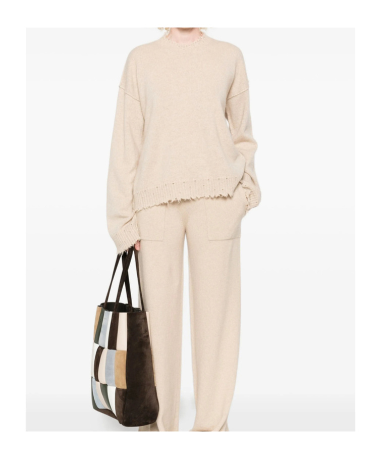 Uma Wang Beige Cashmere Sweater With Distressed Details In Neutral