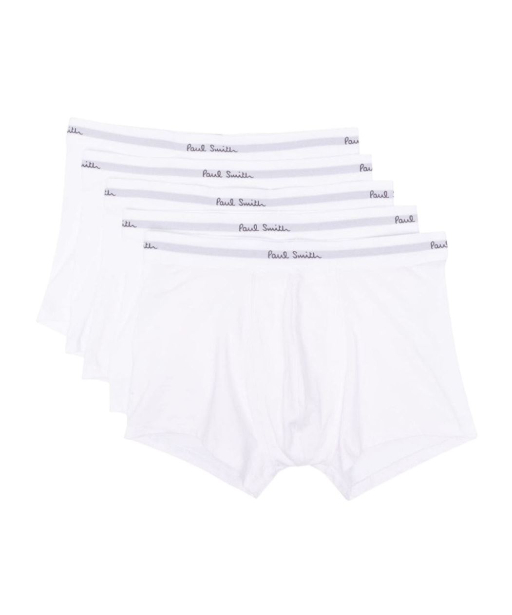Paul Smith Logo-print Organic Cotton Boxers (pack Of Five) In White