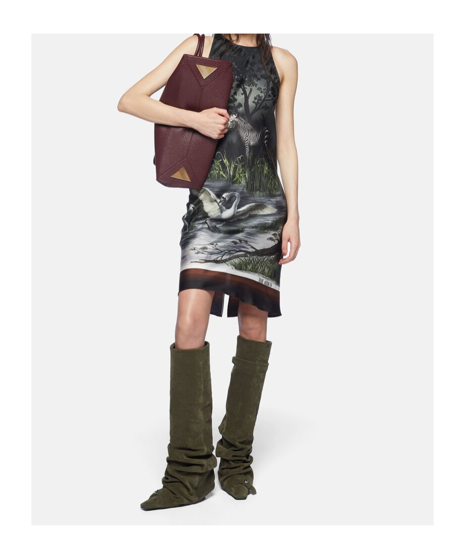 Attico Night Landscape Smoke Print Halter Dress In Black
