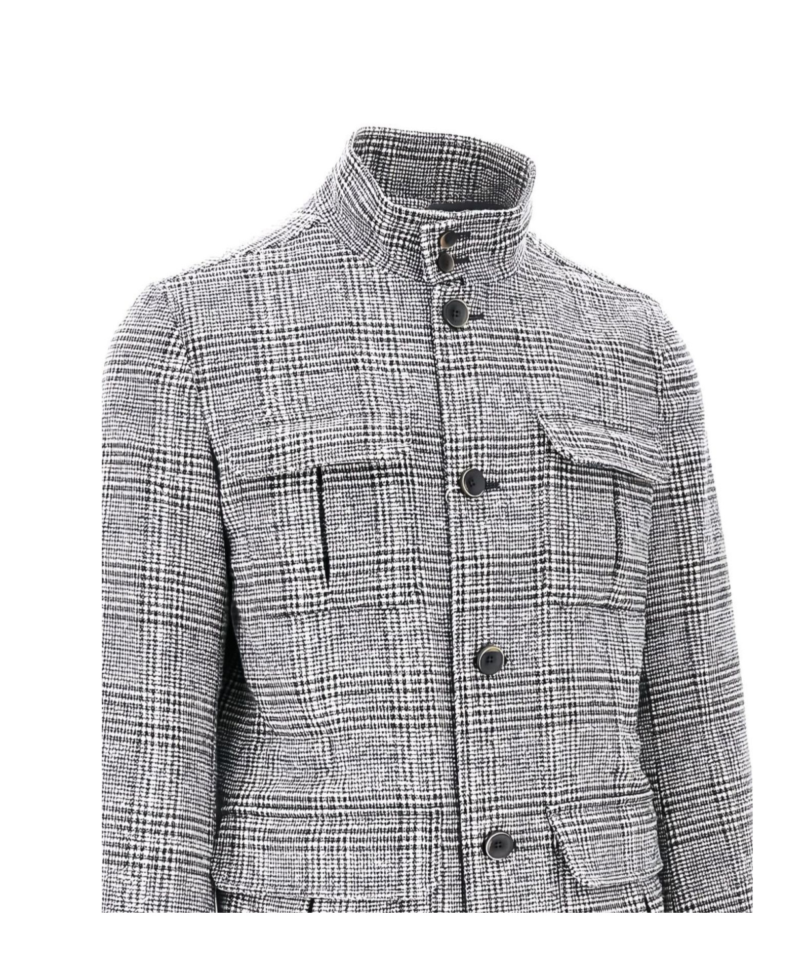 Herno Prince Of Wales Wool-blend Field Jacket In Gray