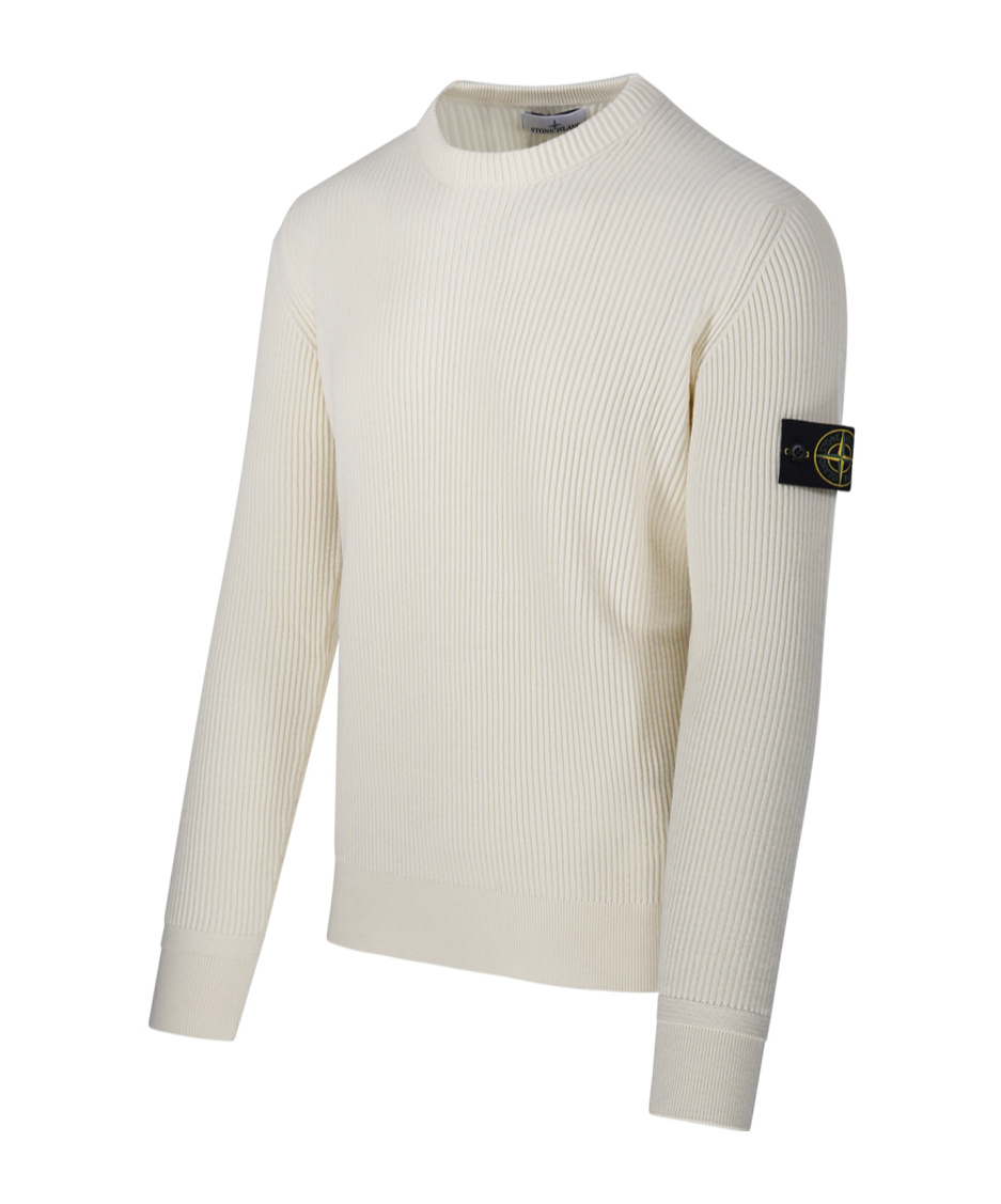 Stone Island Wool Blend Sweatshirt With Iconic Logo Patch And Timeless Design In White