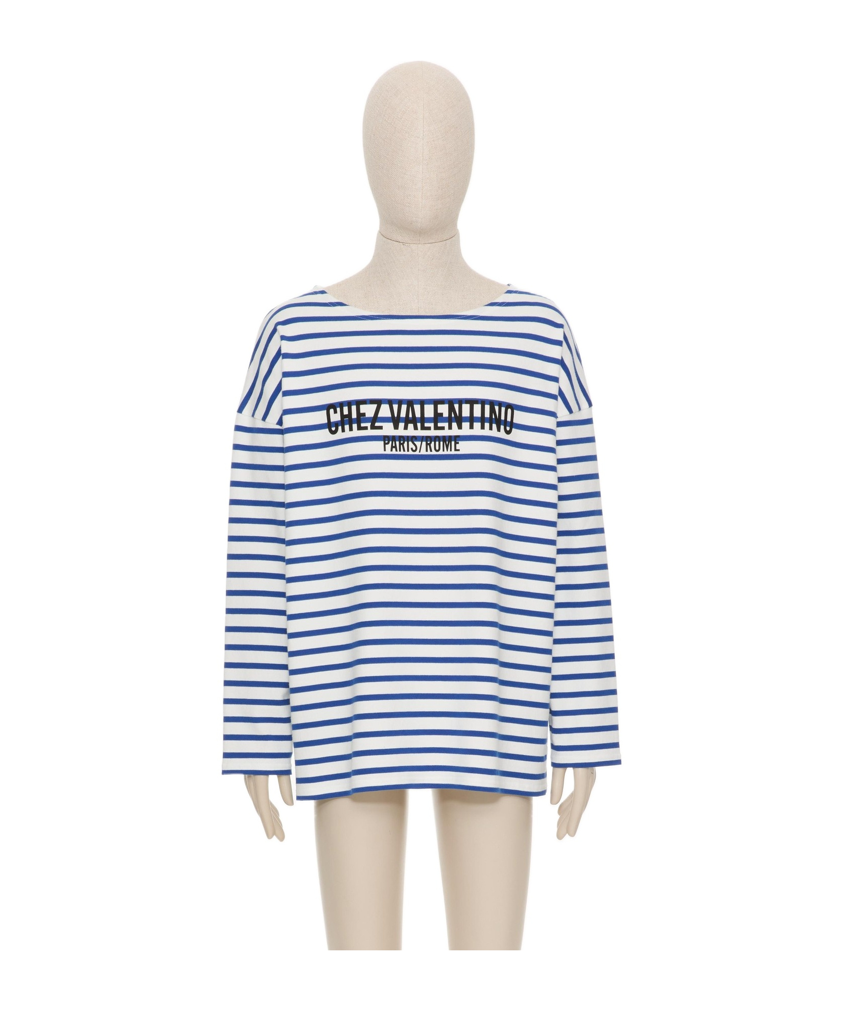 Valentino Chez Logo Long-sleeved Stripe T-shirt In White