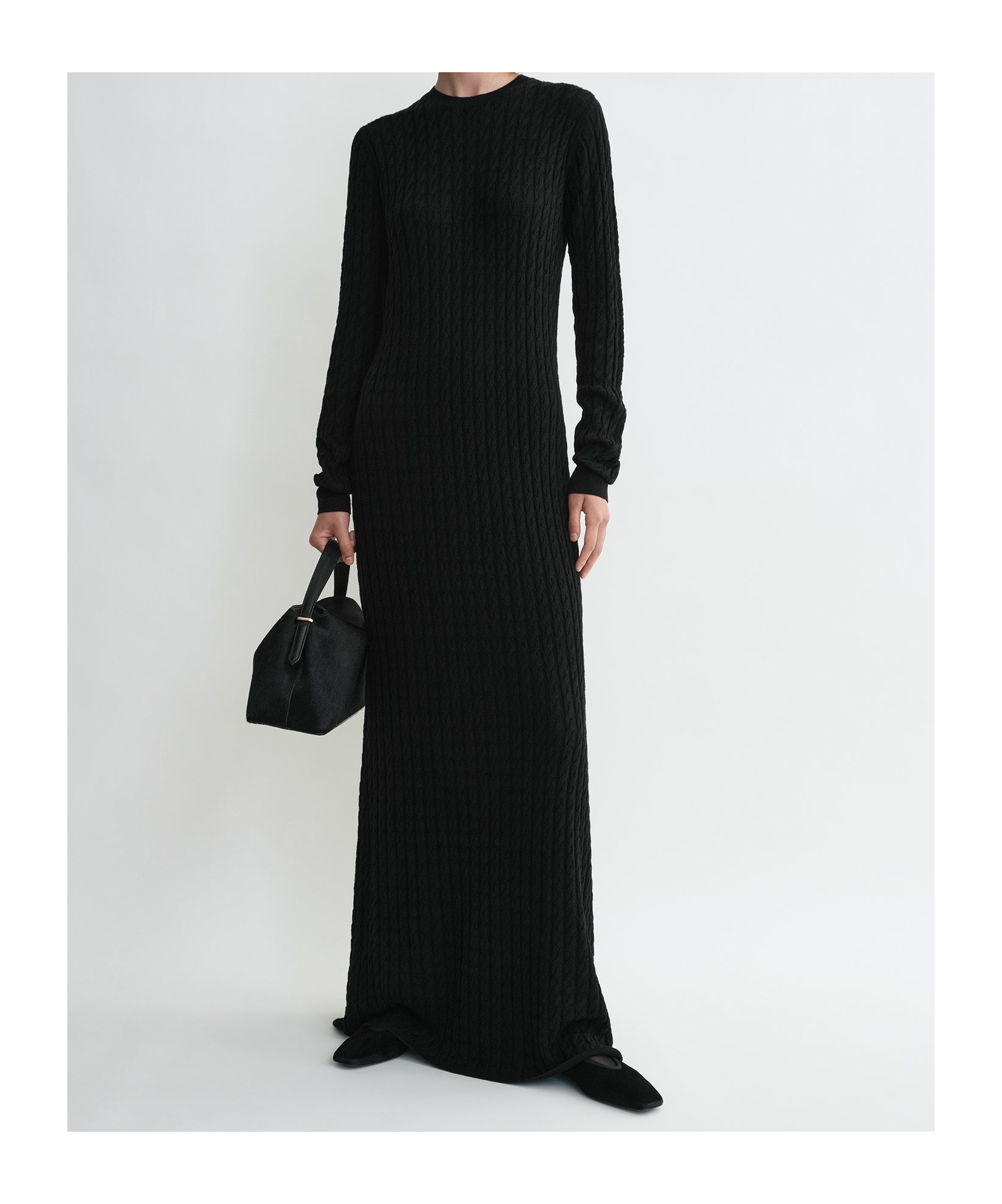 Shop Totême Cable-knit Maxi Dress In Black