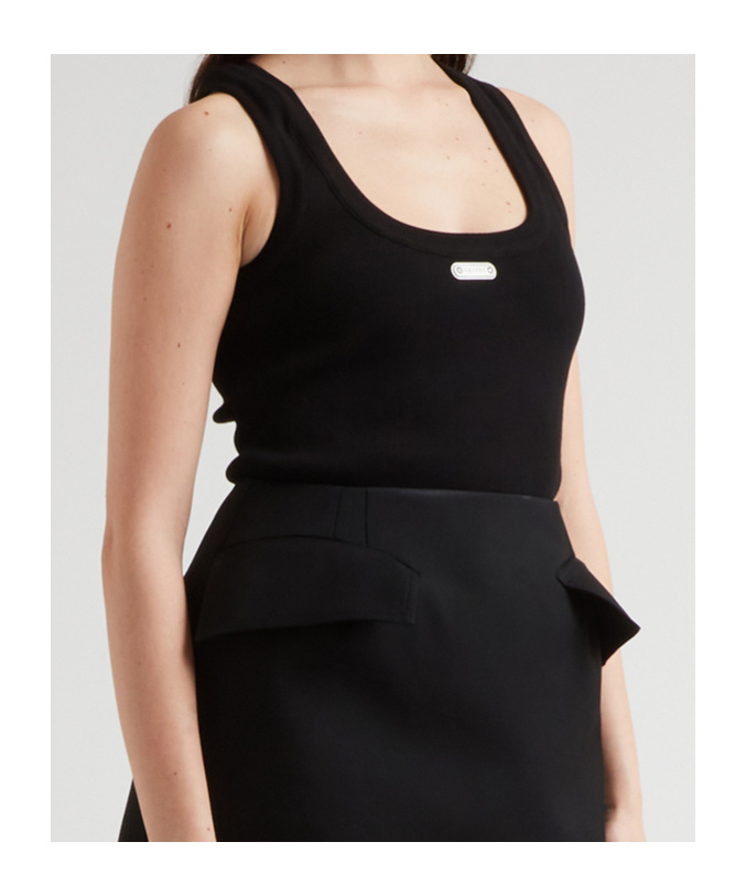 Alexander Mcqueen Ribbed Texture Sleeveless Top In Black