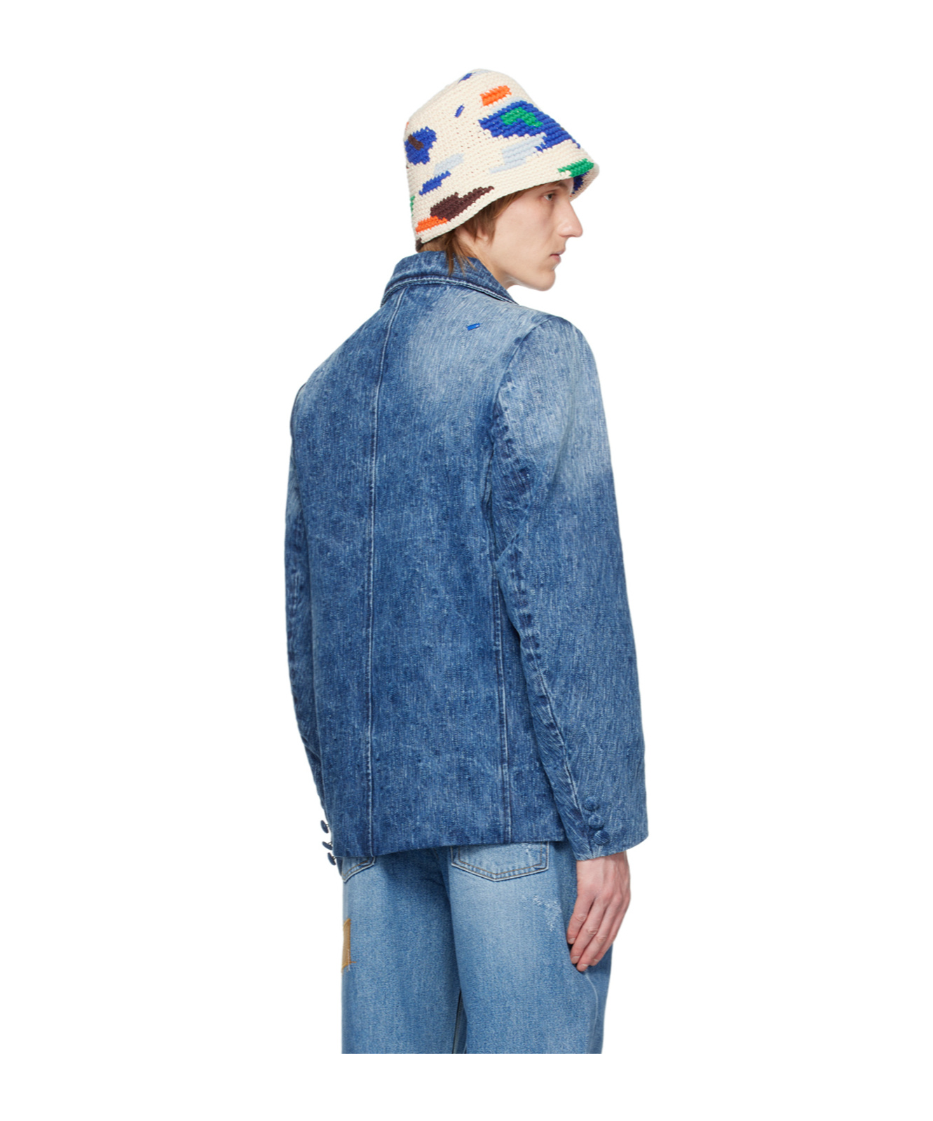 Ader Error Flat Lapel Collar Button Denim Coat In Blue