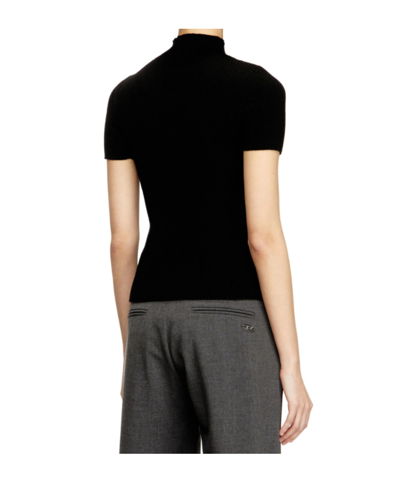 Diesel M-olive Cut-out Oval Hardware T-shirt In Black