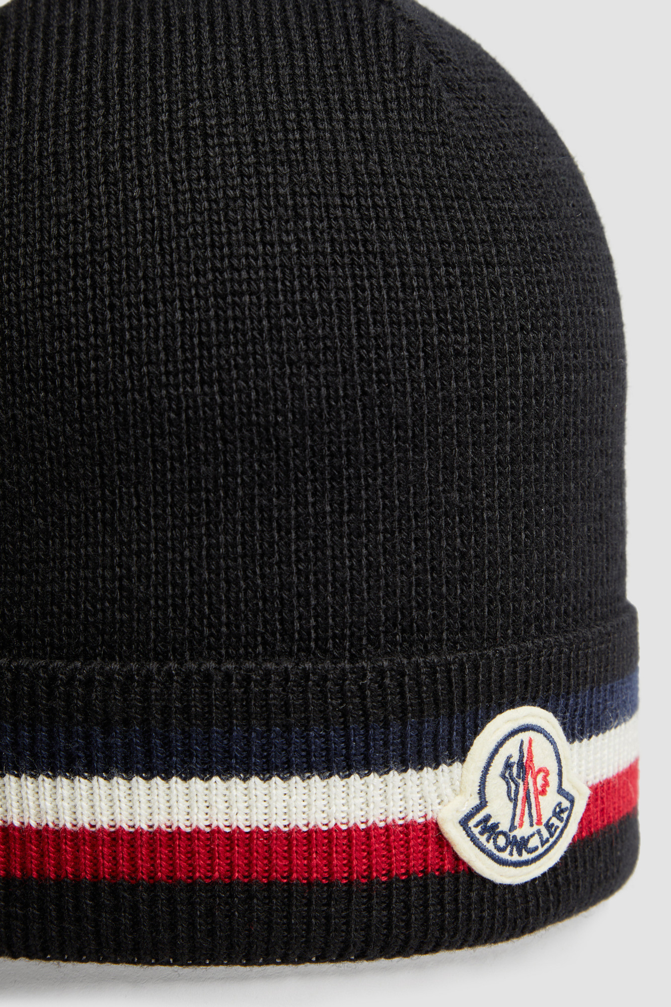 Moncler Tricolour Wool Beanie In Black