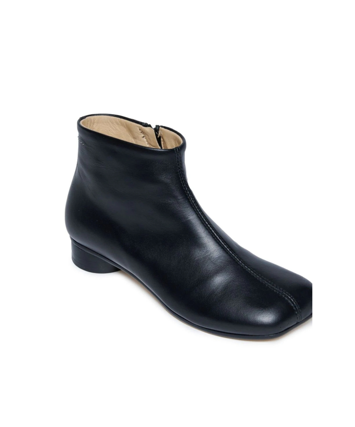 Mm6 Maison Margiela Ankle Leather Boots In Black