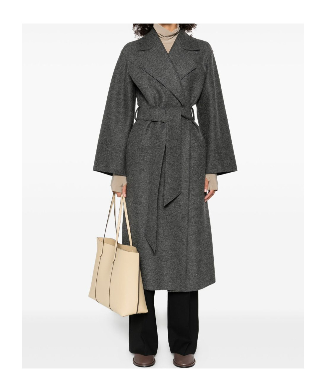 Harris Wharf London Gray Virgin Wool Coat With Belt At The Waist In Gray