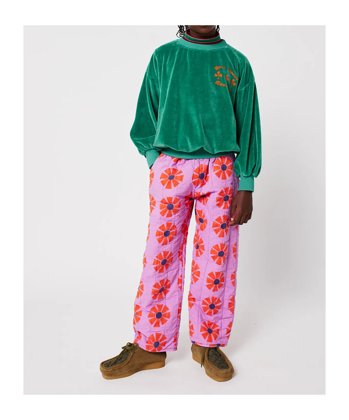 Bobo Choses Have Fun Velvet Sweatshirt In Green