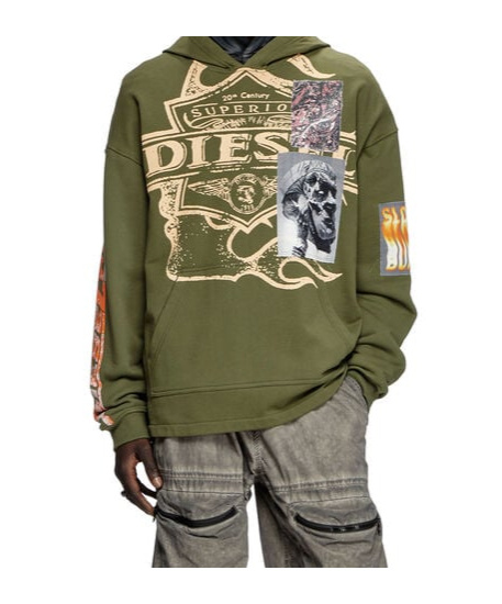 Diesel S-baxt Hoodie In Green