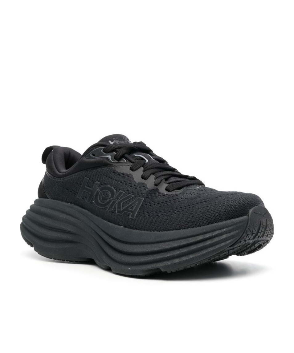 Hoka Bondi 8 Rubber-trimmed Mesh Sneakers In Black