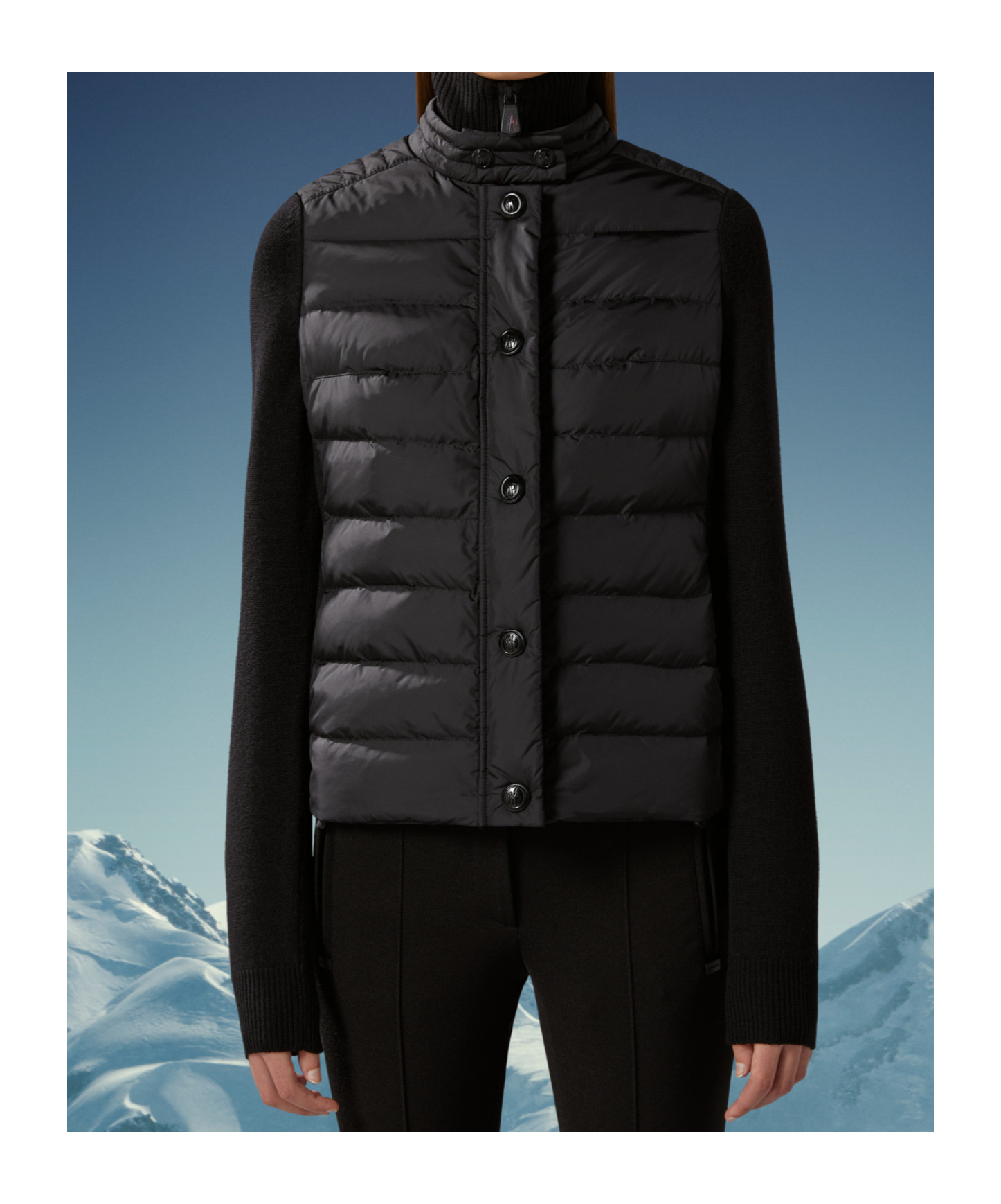 Moncler Logo-patch Padded-panel Jacket In Black