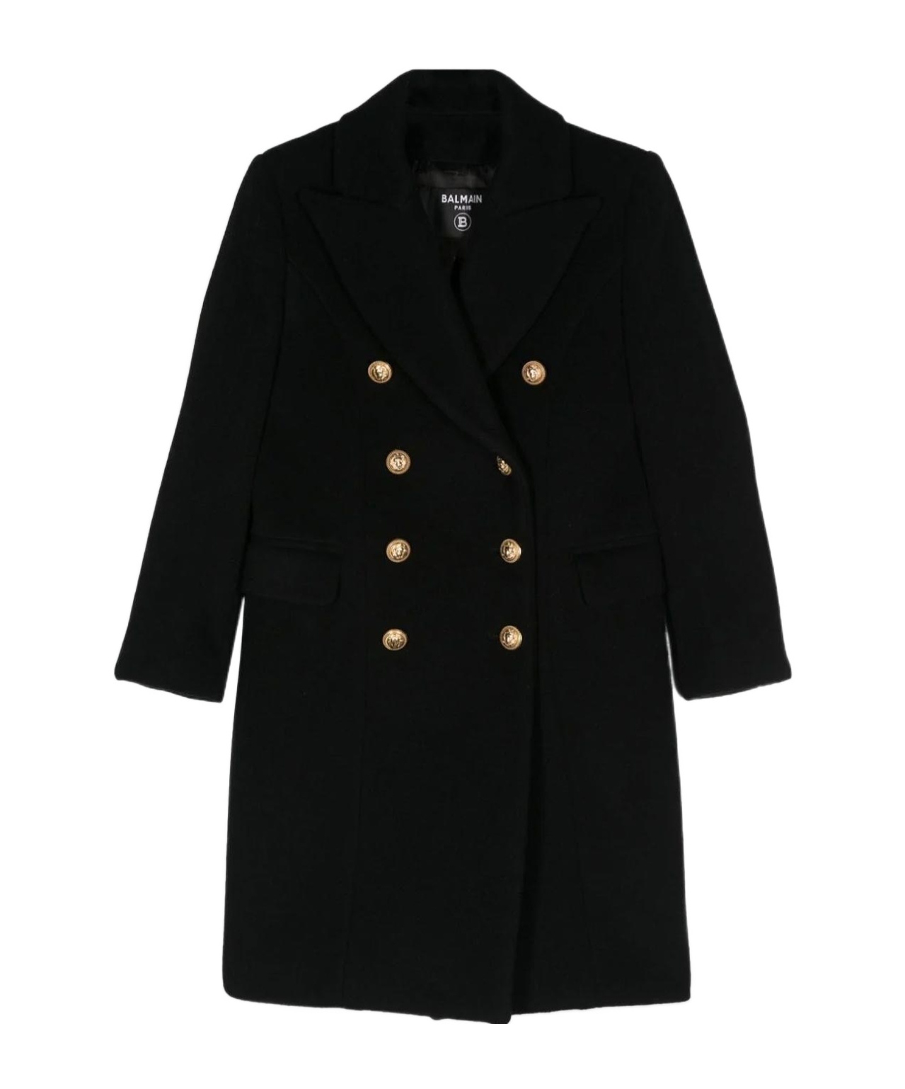 Balmain Long-sleeved Coat In Black