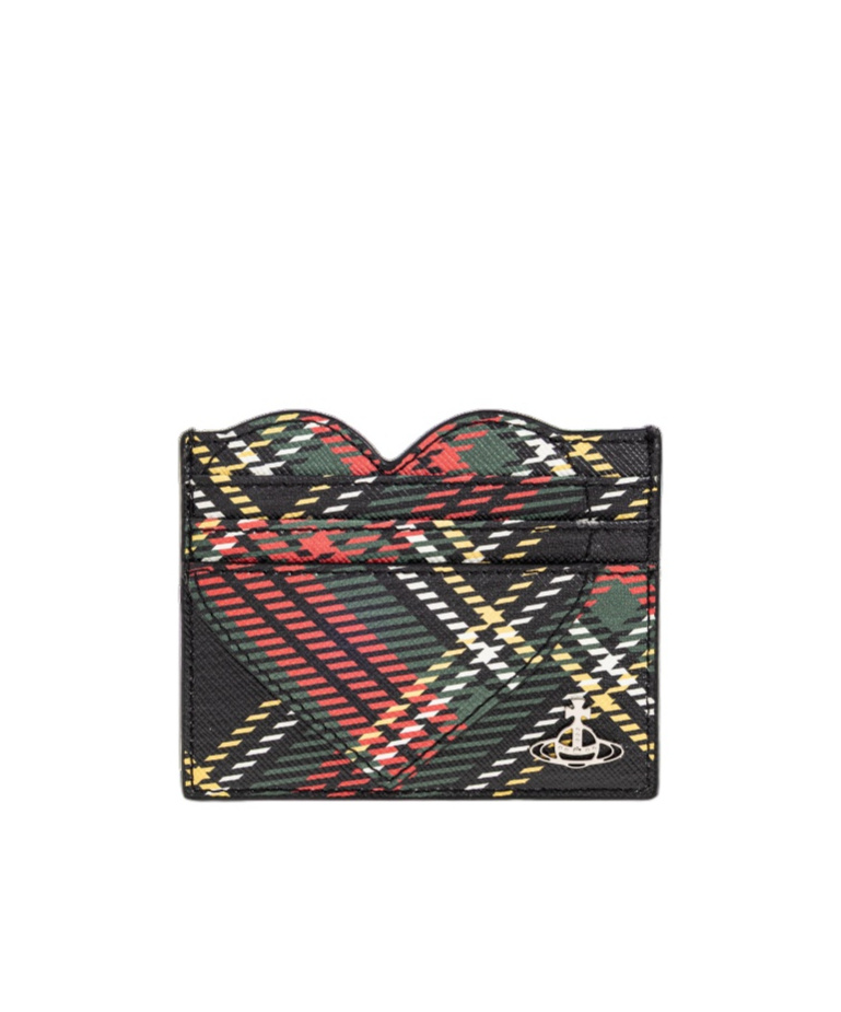 Vivienne Westwood Heart-shaped Plaid Cardholder In Black