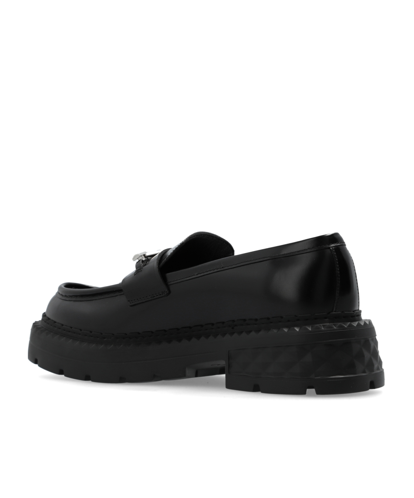 Shop Jimmy Choo Marlow Diamond Leather Loafers In Black