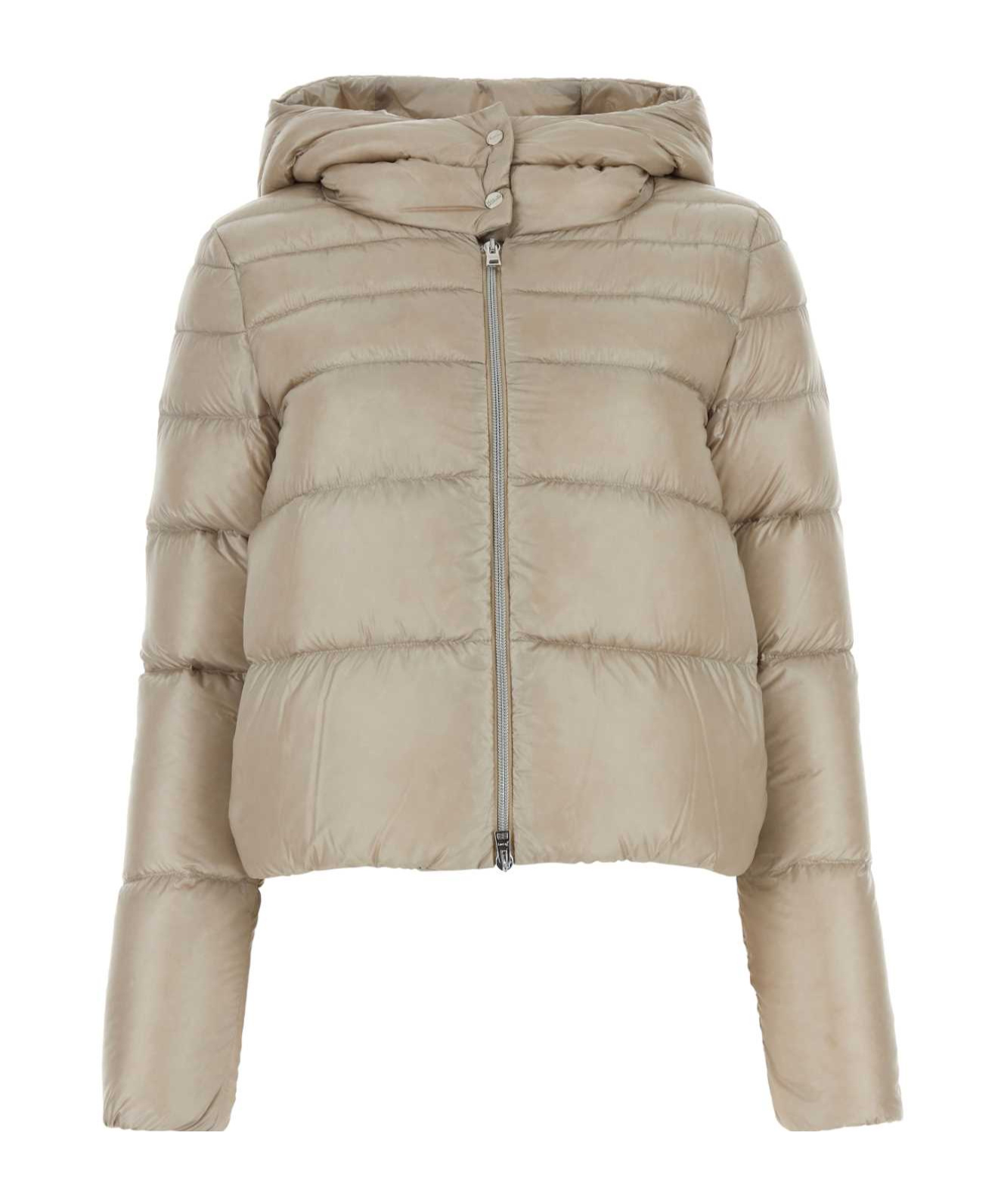 Herno Sand Nylon Down Jacket In Nude
