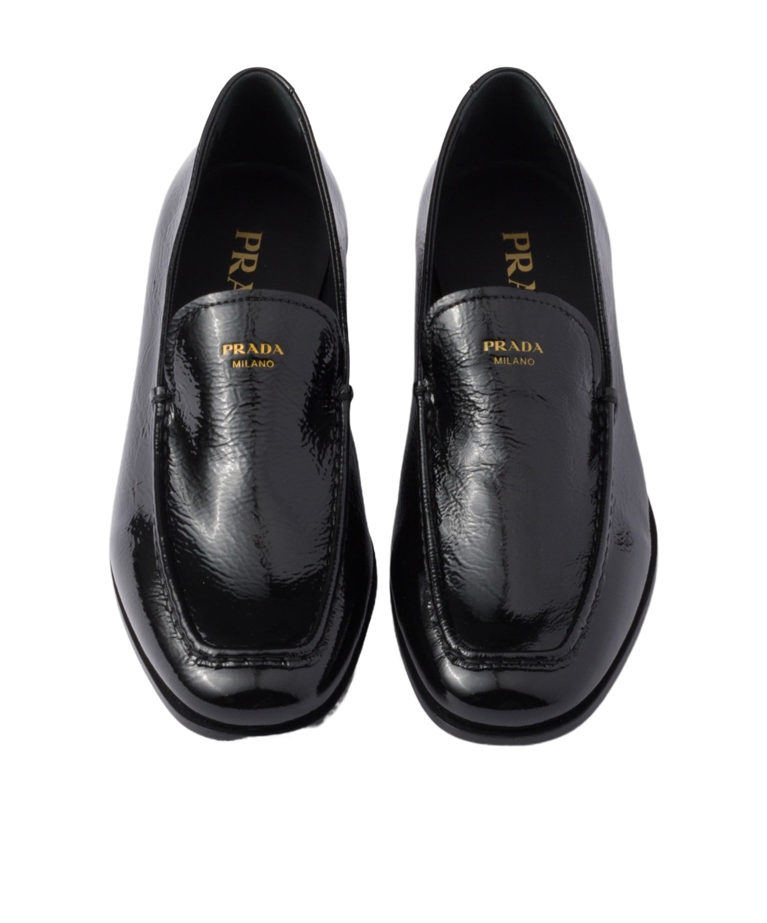 Prada Patent-leather Loafers In Black