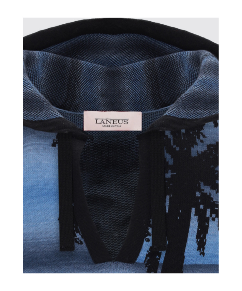 Laneus Felpa Con Cappuccio Boxy In Filato Di Cotone In Blue