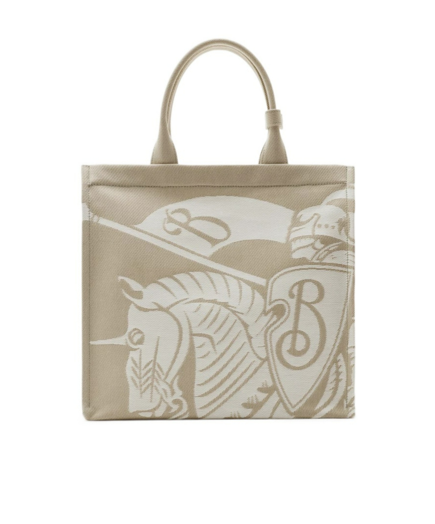 Burberry Small Equestrian Knight Tote Bag In Nude