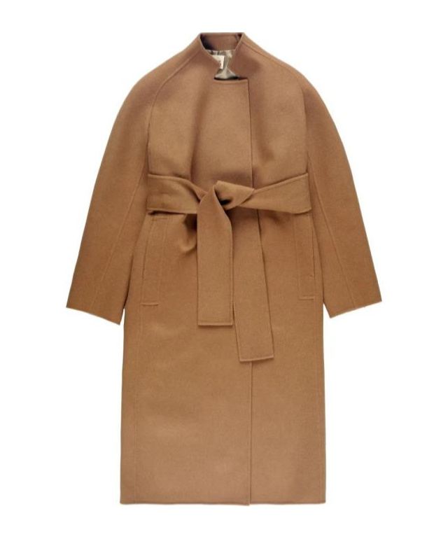 Khaite Belted Wrap Single-breasted Coat In Brown