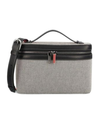 Christian Louboutin Logo Engraved Zip-up Shoulder Bag In Gray