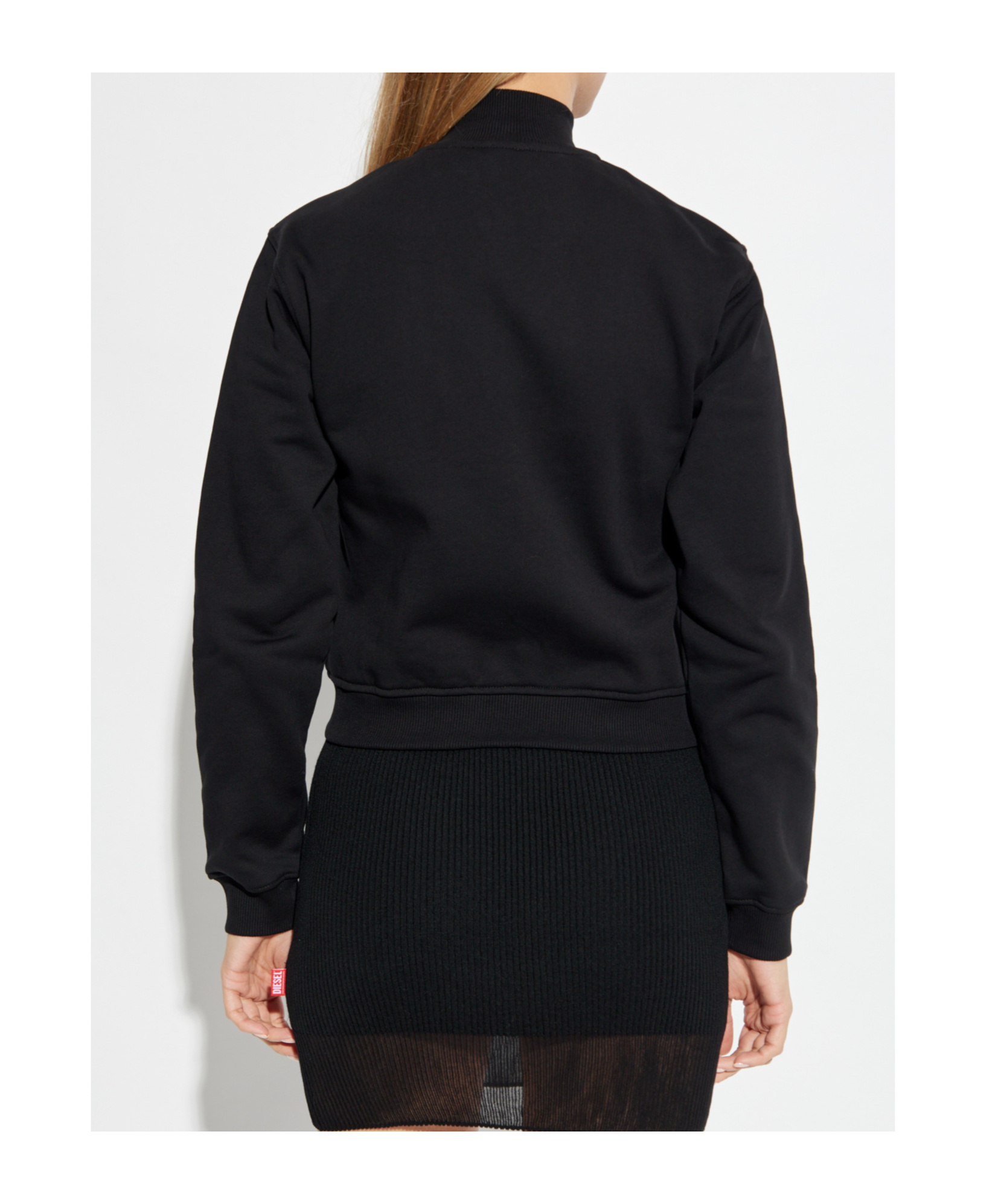 Diesel Long-sleeved Zipper Sweatshirt In Black