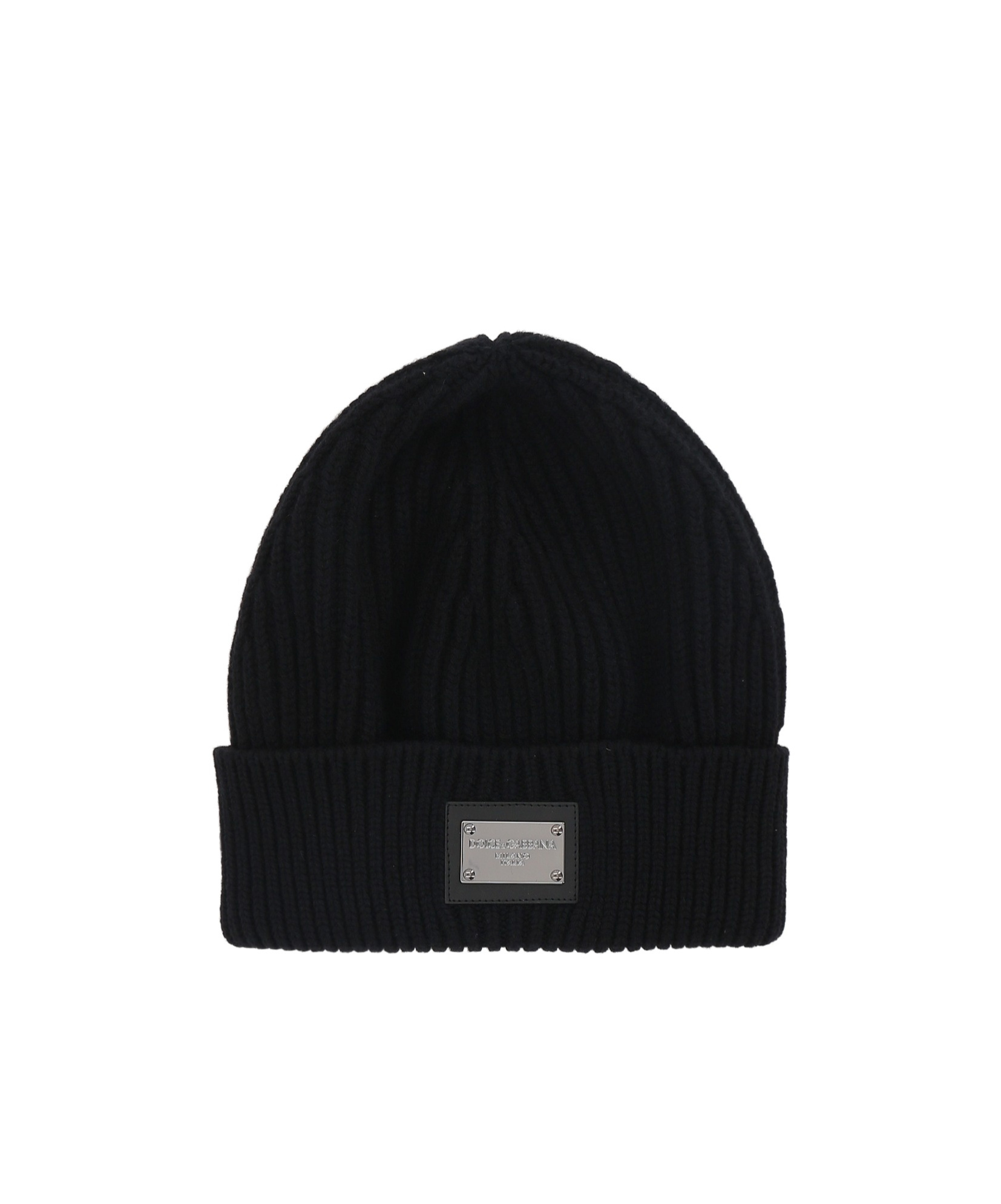 Dolce & Gabbana Logo-patch Knitted Beanie Hat In Black