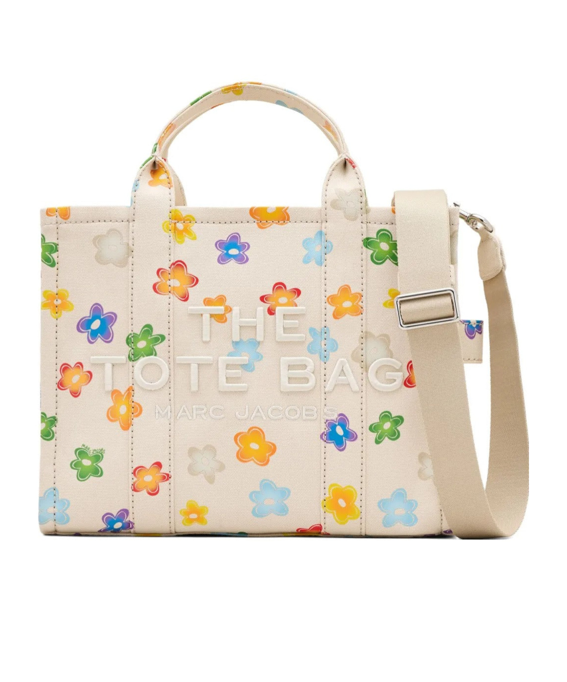 Marc Jacobs The Wild Daisy Medium Tote Bag In White