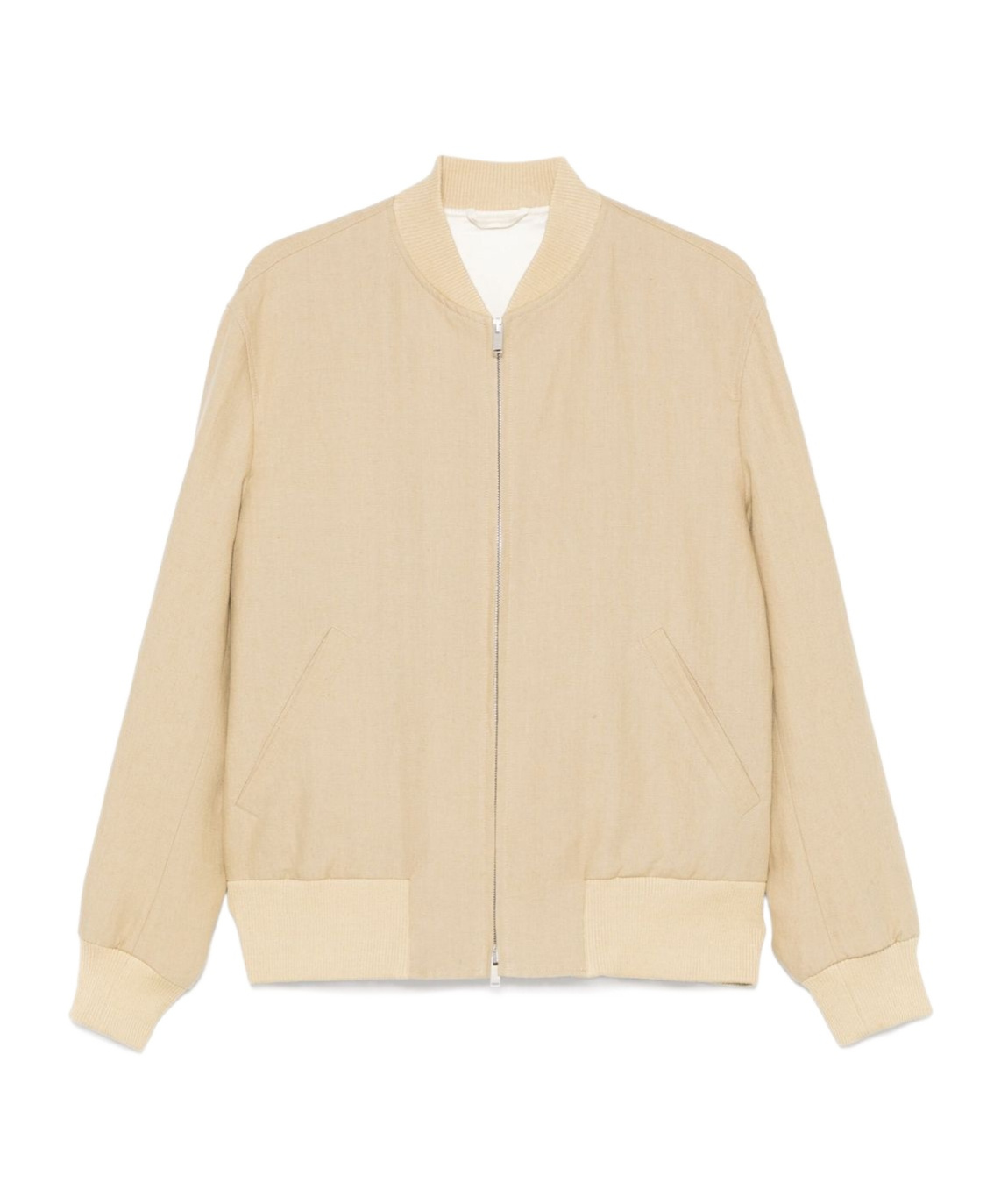 Lardini Ribbed Collar Jacket Side Pockets In Nude
