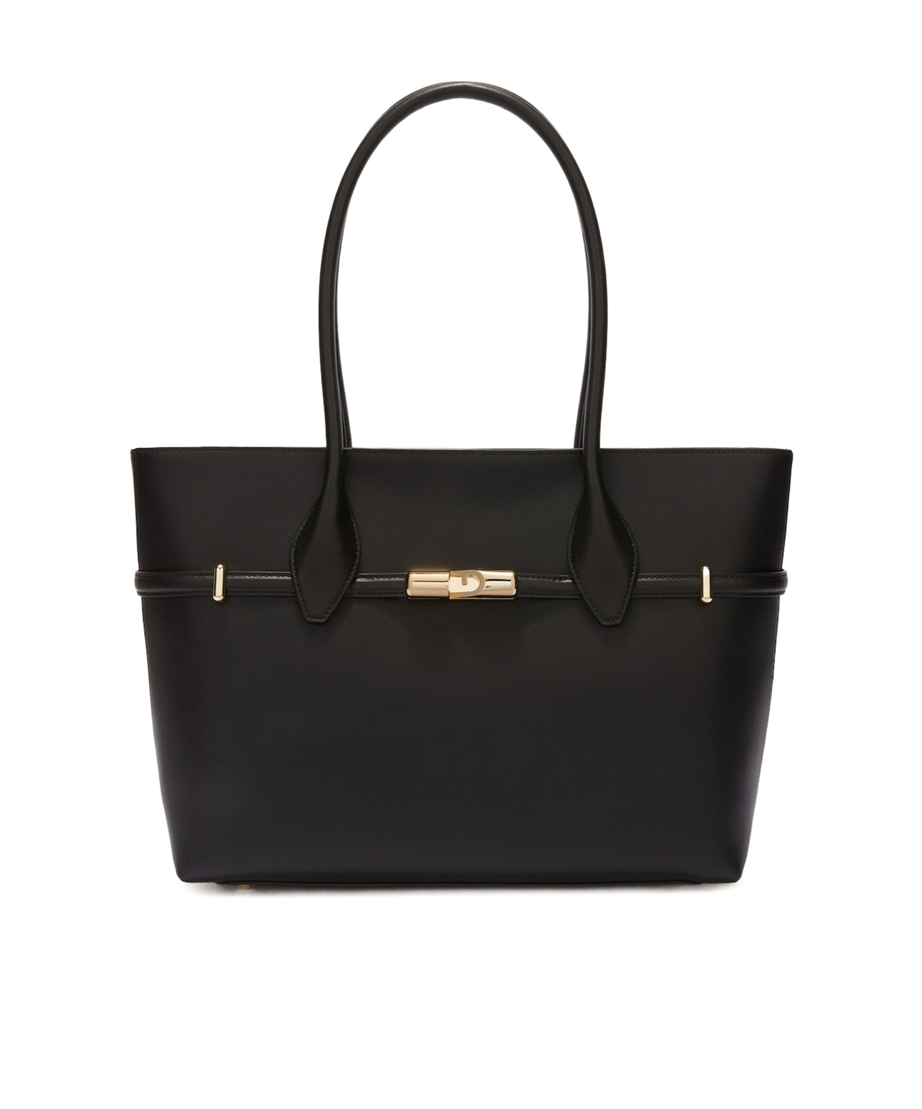Furla Shopping Bag Goccia L Black Leather In Black
