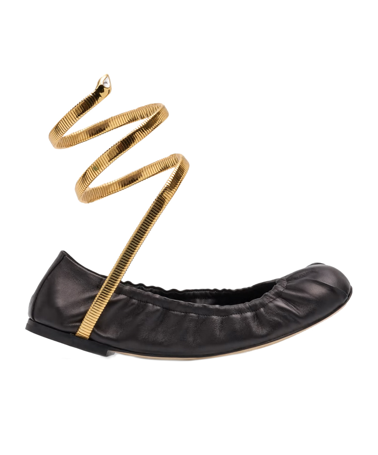 René Caovilla Juniper 10 Lambskin Serpent Detail Ballerinas In Black