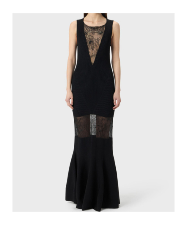 Blumarine Lace-panelled Sleeveless Gown In Black