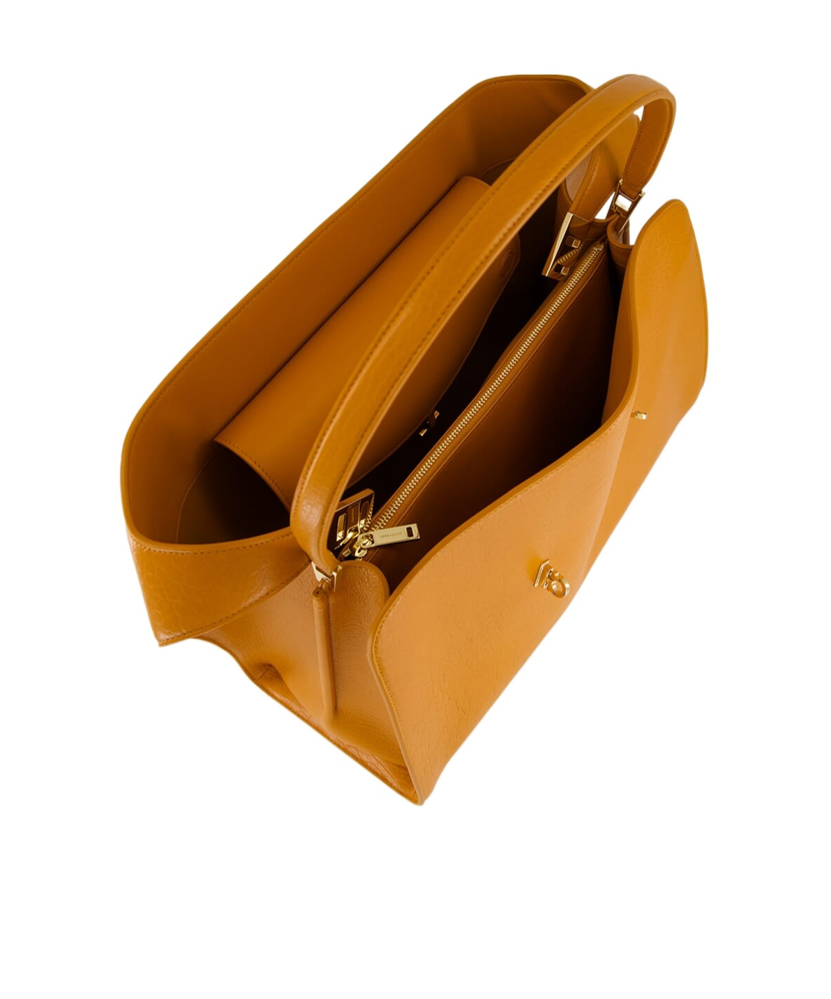 Ferragamo Medium Hug Maxi-grain Leather Shoulder Bag In Orange