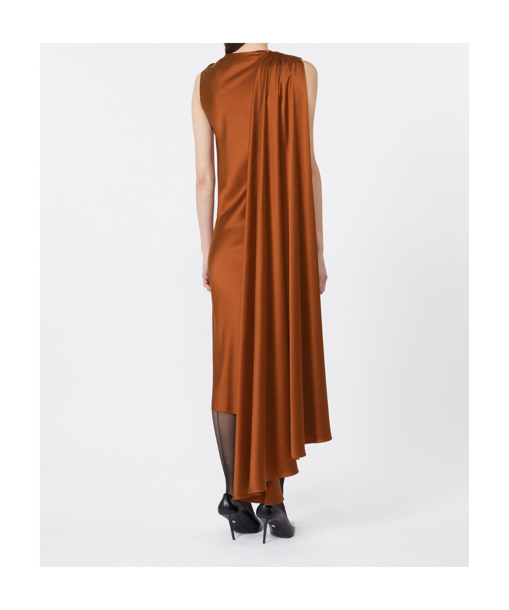 Max Mara Silk Satin Cocktail Dress In Brown
