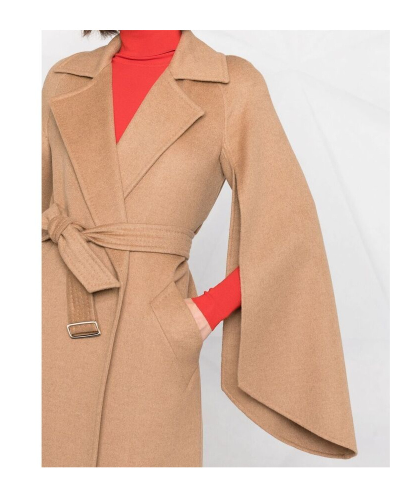 Max Mara Long-sleeved Lapel Coat In Brown