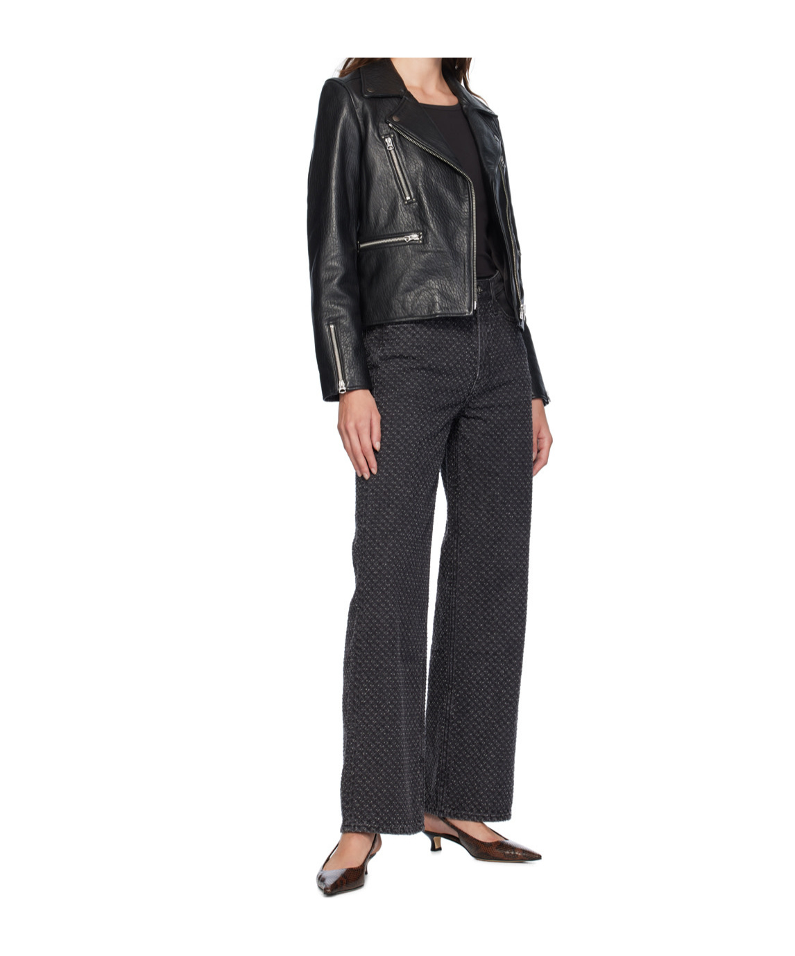 Rag & Bone Long Sleeve Leather Jacket In Black