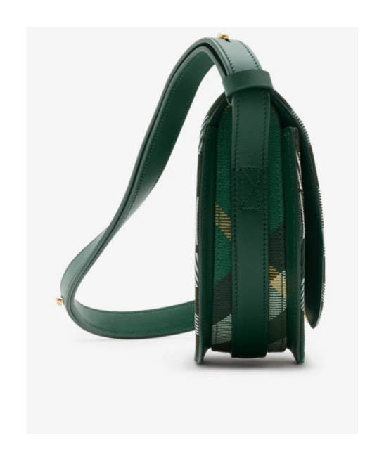Burberry Mini Rocking Horse Checked Crossbody Bag In Green